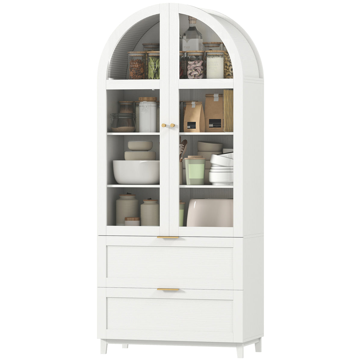 Armario de cocina arqueado con puertas de acrílico