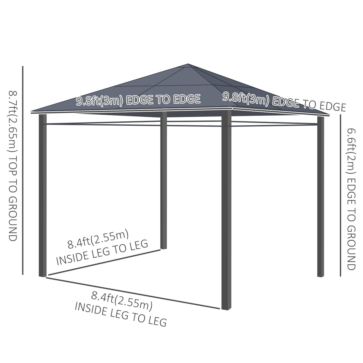 Hardtop Gazebo Polycarbonate Roof Aluminum Frame