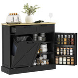Hidden trash cabinet with 2 drawers