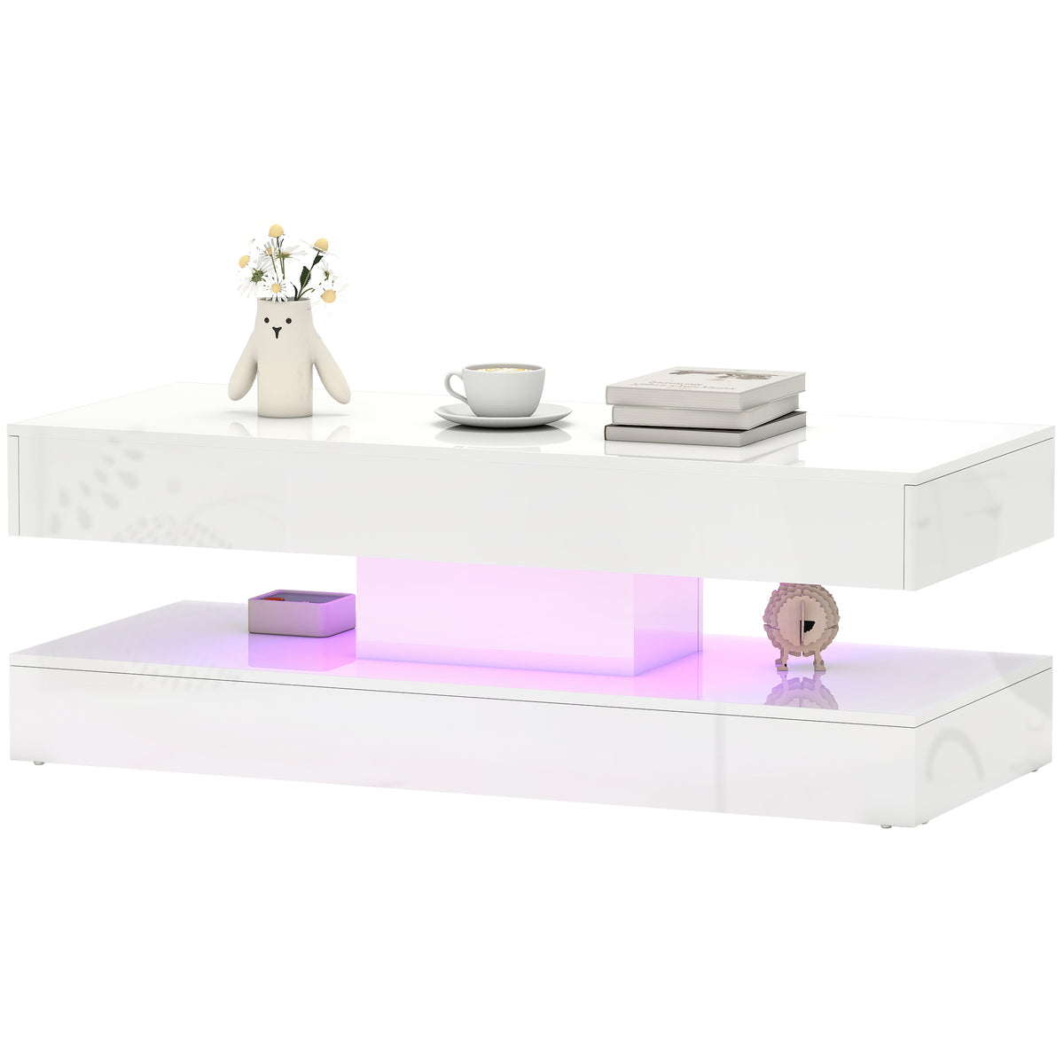 Coffee Table with Adjustable RGB LED Lighting
