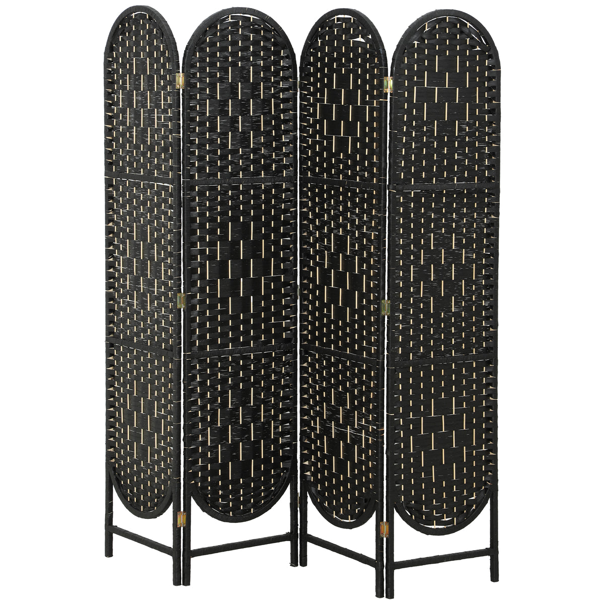 Biombo bohemio trenzado de 6 paneles arqueados