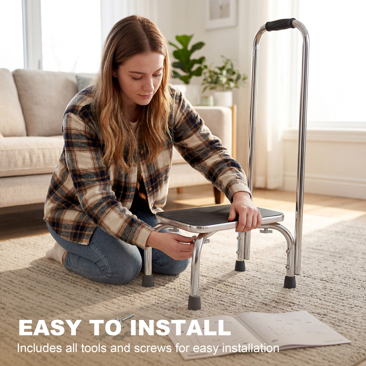 Step Stool with Handle Anti-Slip for Adults and Seniors