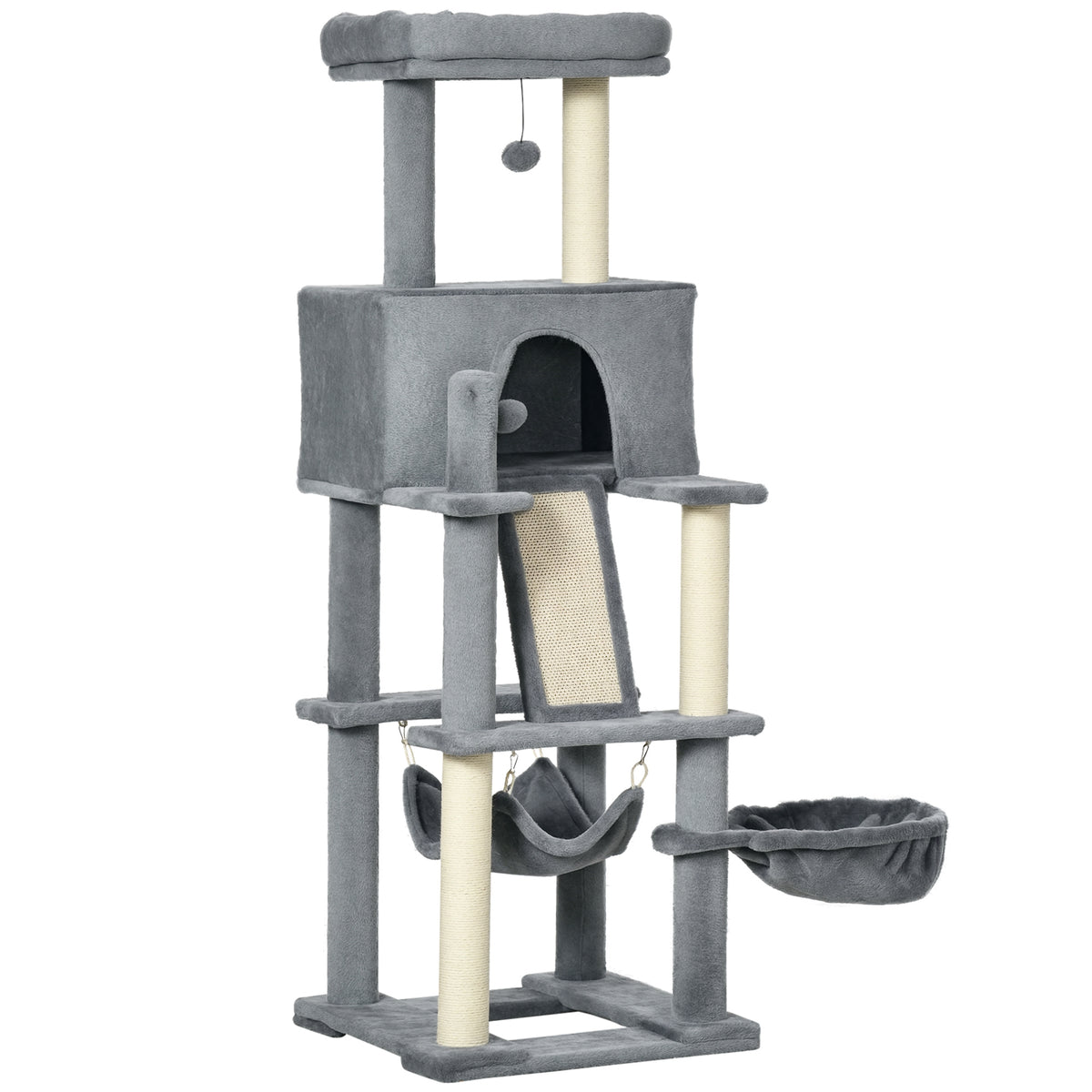 Multi-level cat tree with sisal scratching posts