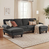 Sofá seccional en U con doble sillón de terciopelo de pana