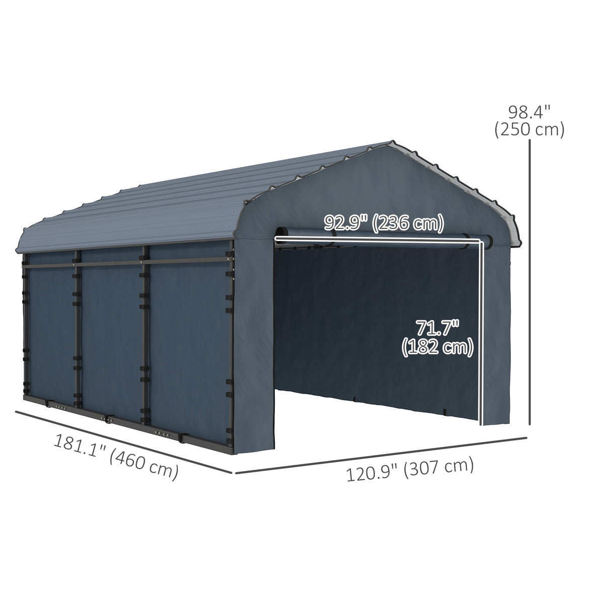 Heavy duty metal carport with removable sidewalls