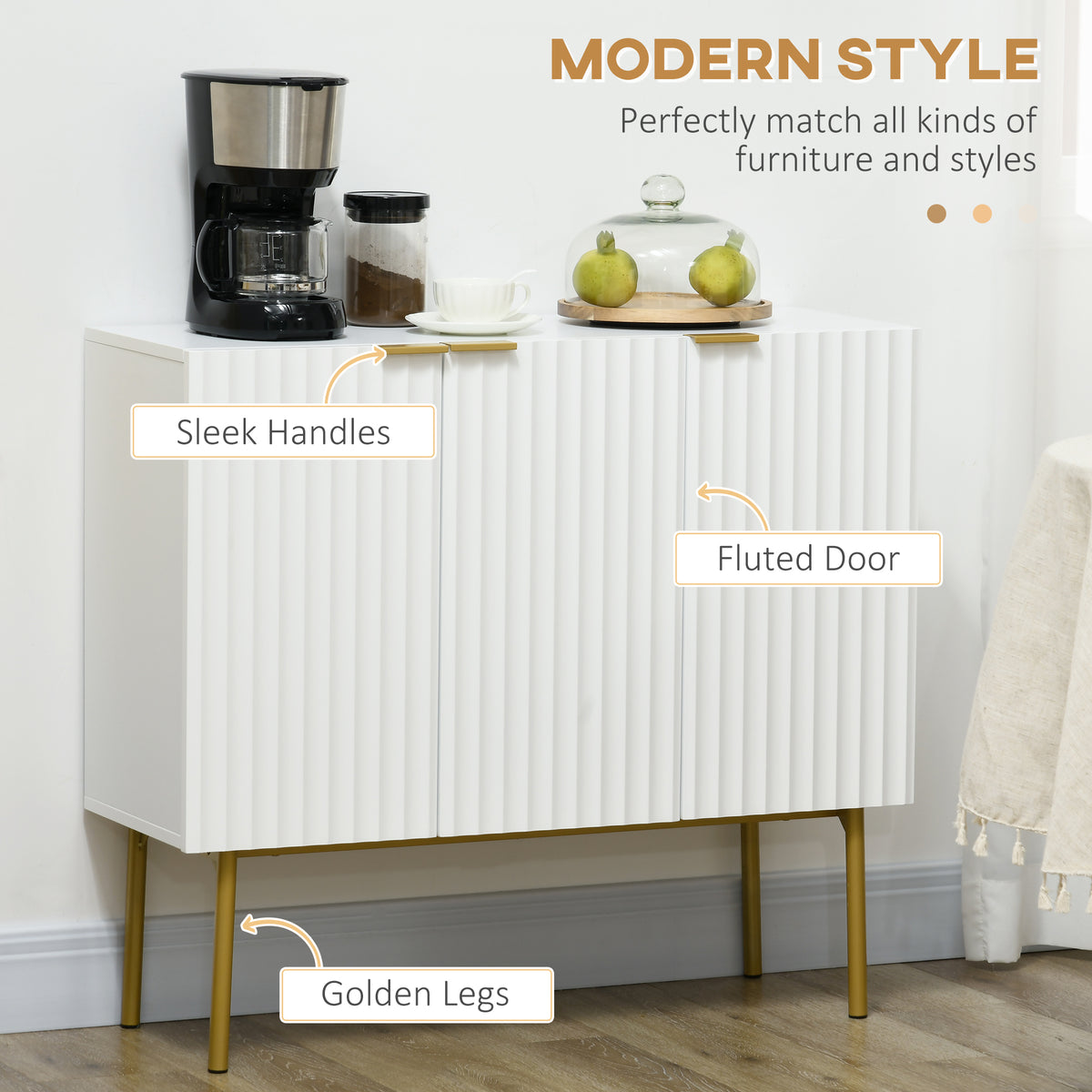 Mueble de almacenamiento moderno con puertas acanaladas