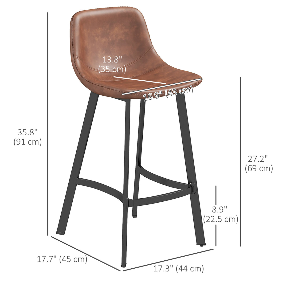 Counter Height Stools with Back — Set of 2
