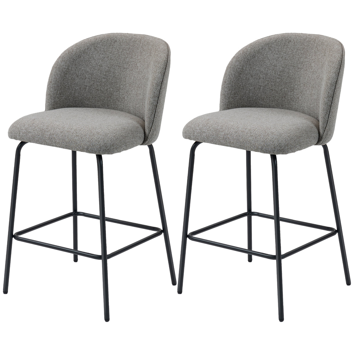Set of 2 Counter Height Barstools with Backrest