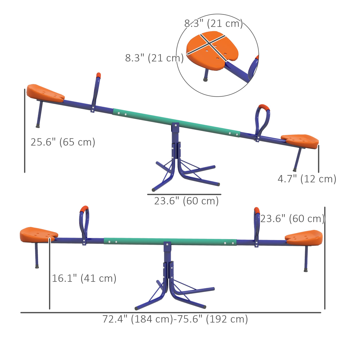 Kids swivel seesaw playground equipment