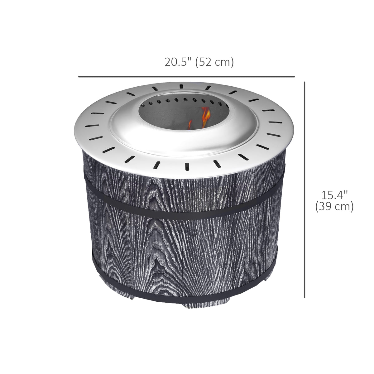 Brasero exterior sin humo con alfombra protectora