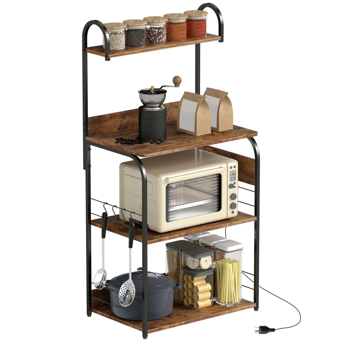 Baker's Rack with Charging Station — Rustic