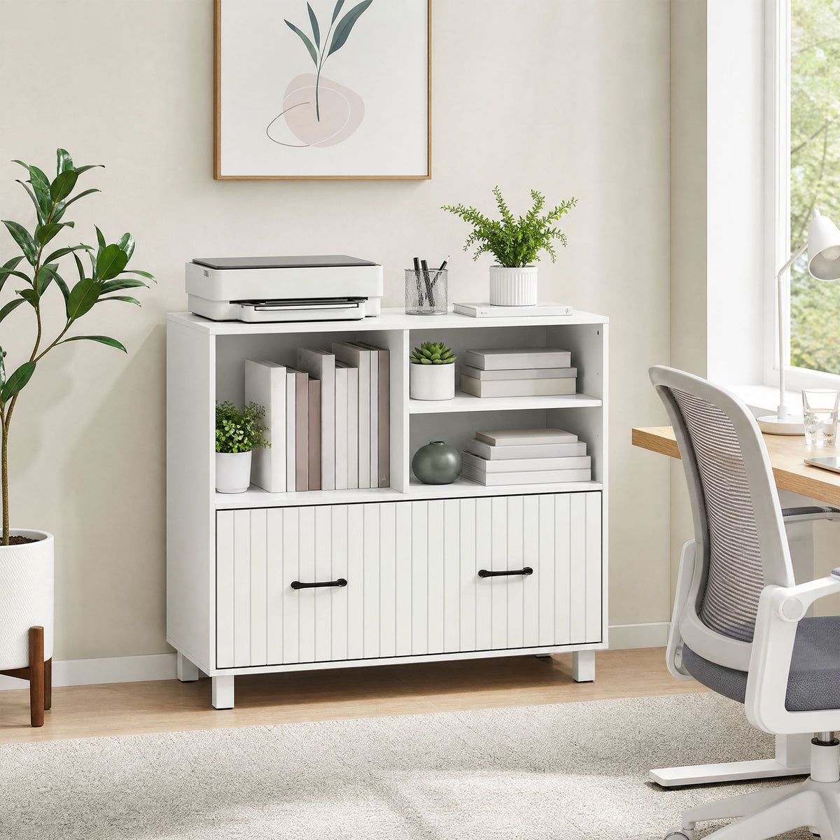 Lateral Office Filing Cabinet with Open Shelves
