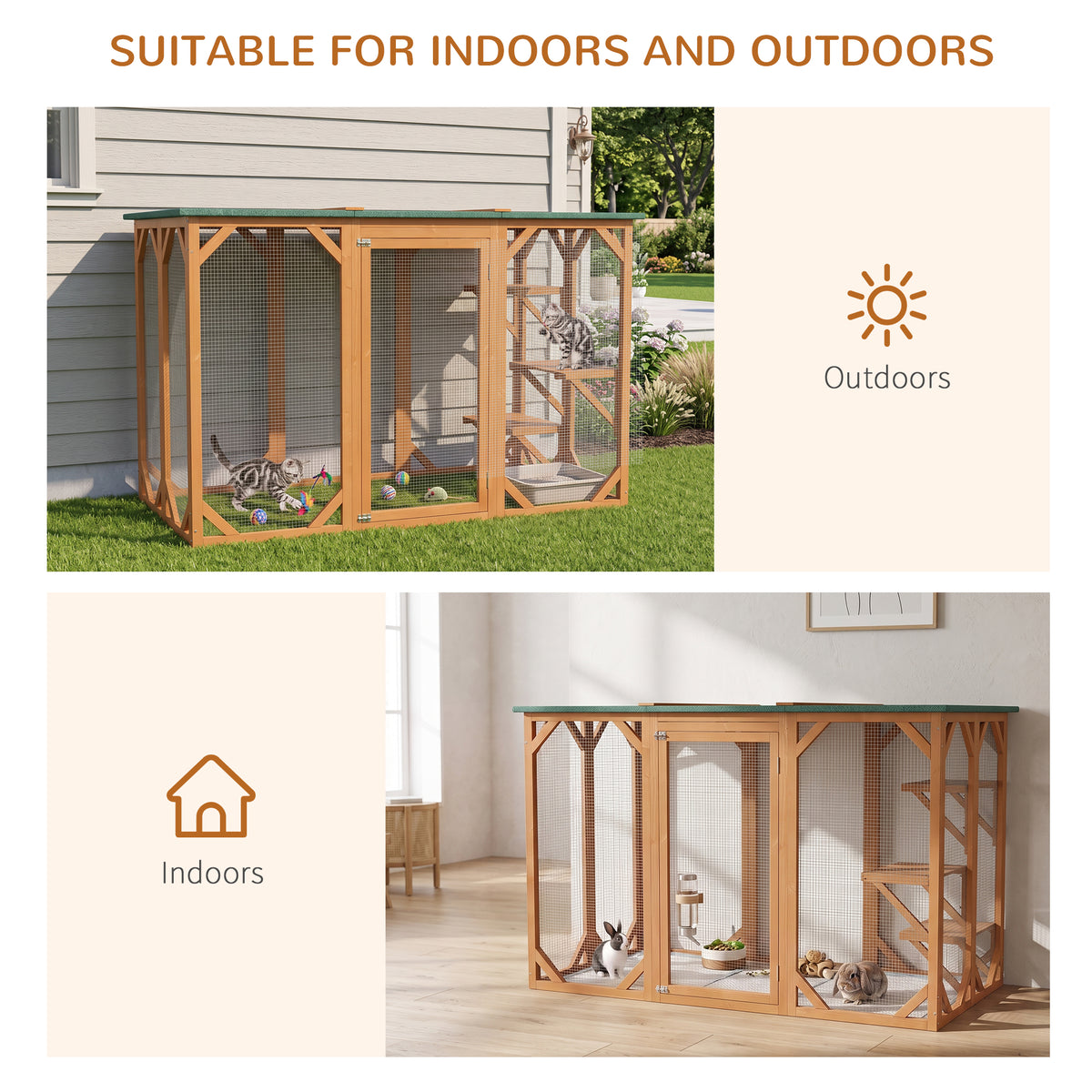 Recinto exterior para gatos de varios niveles de 180 cm