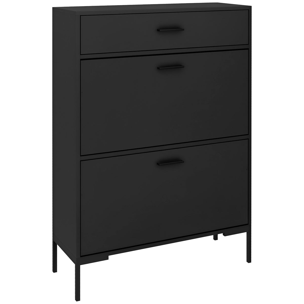 Modern shoe cabinet with two flip drawers