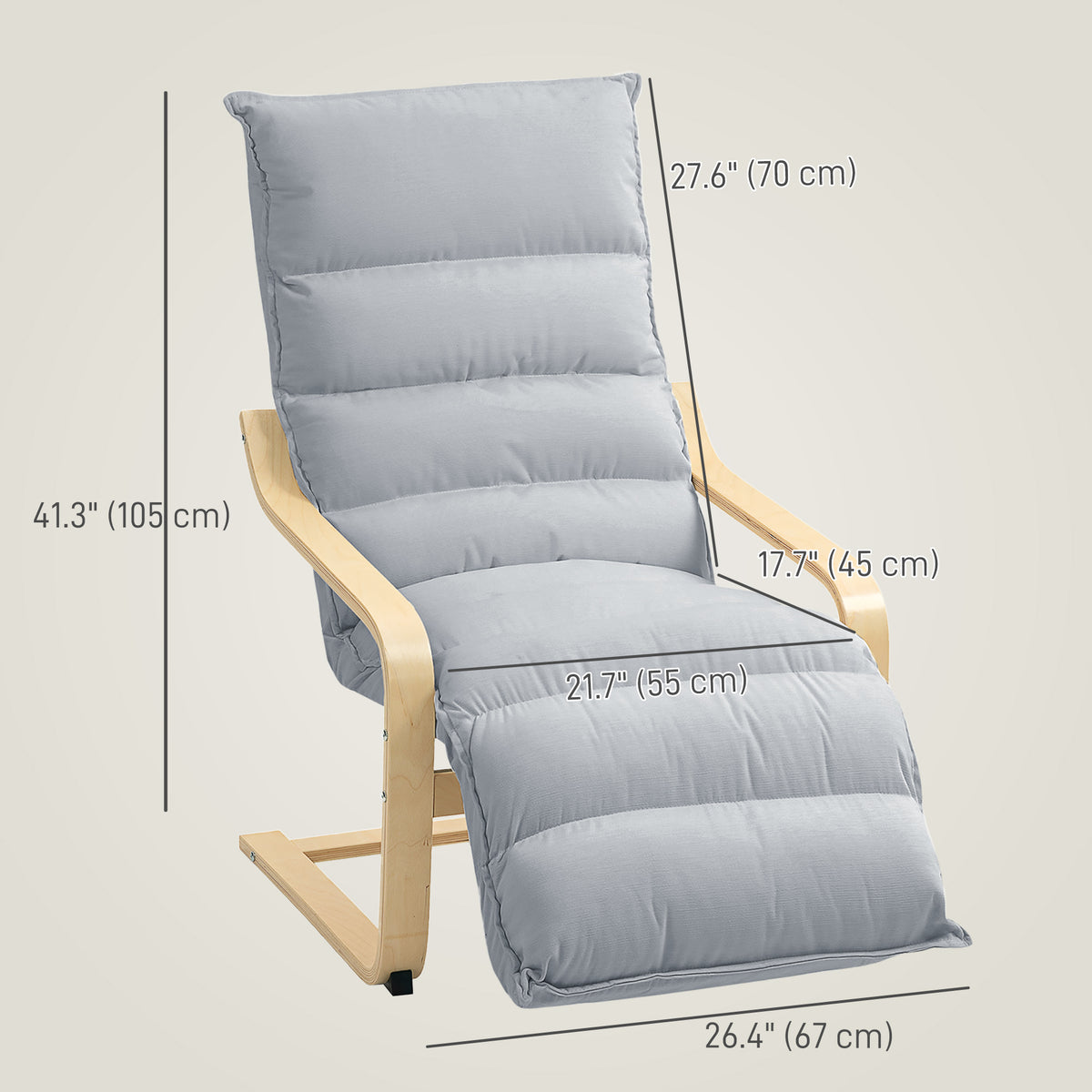 Velvet Accent Chair with Integrated Footrest