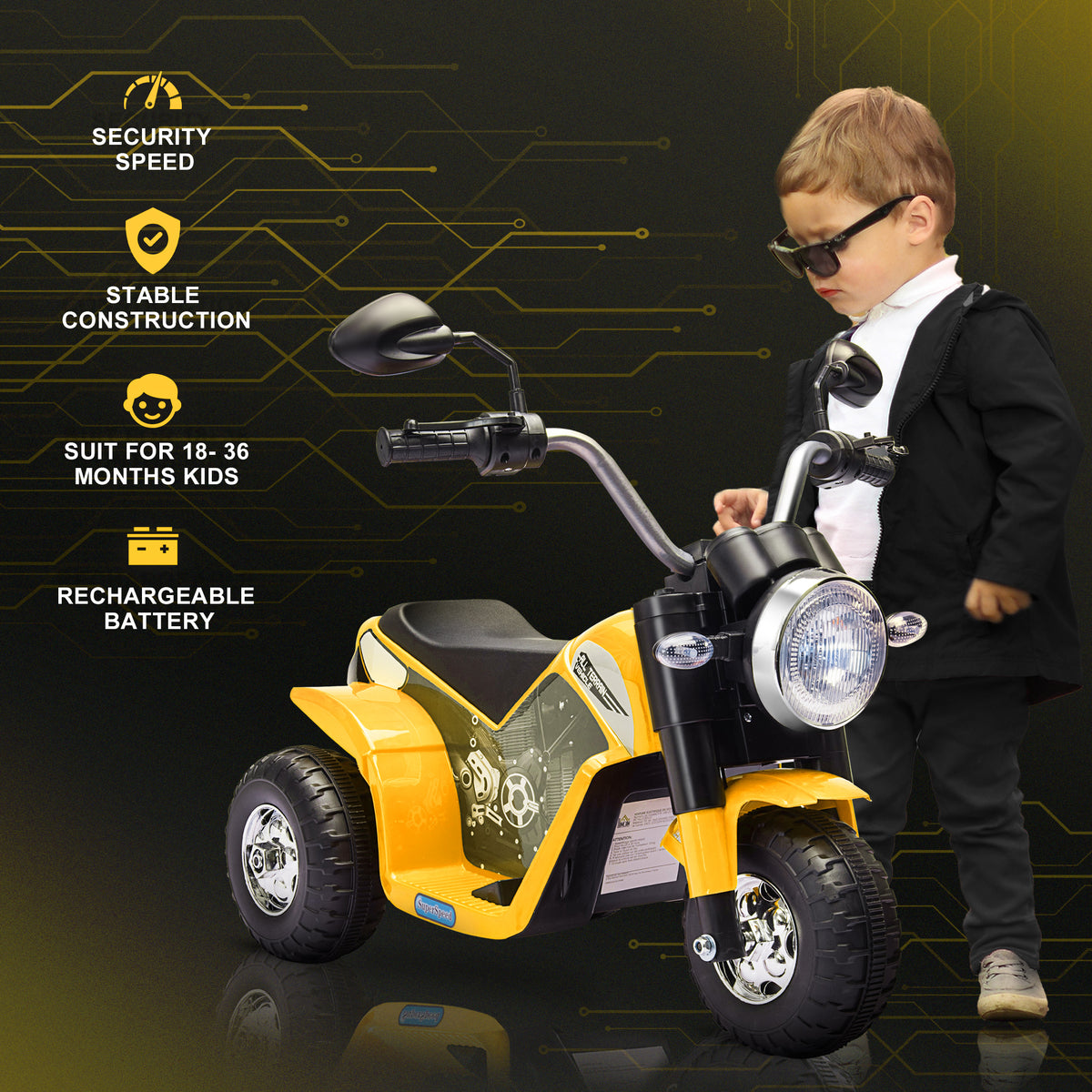 Kids Electric Dirt Bike 3-Wheel Ride-On 6V