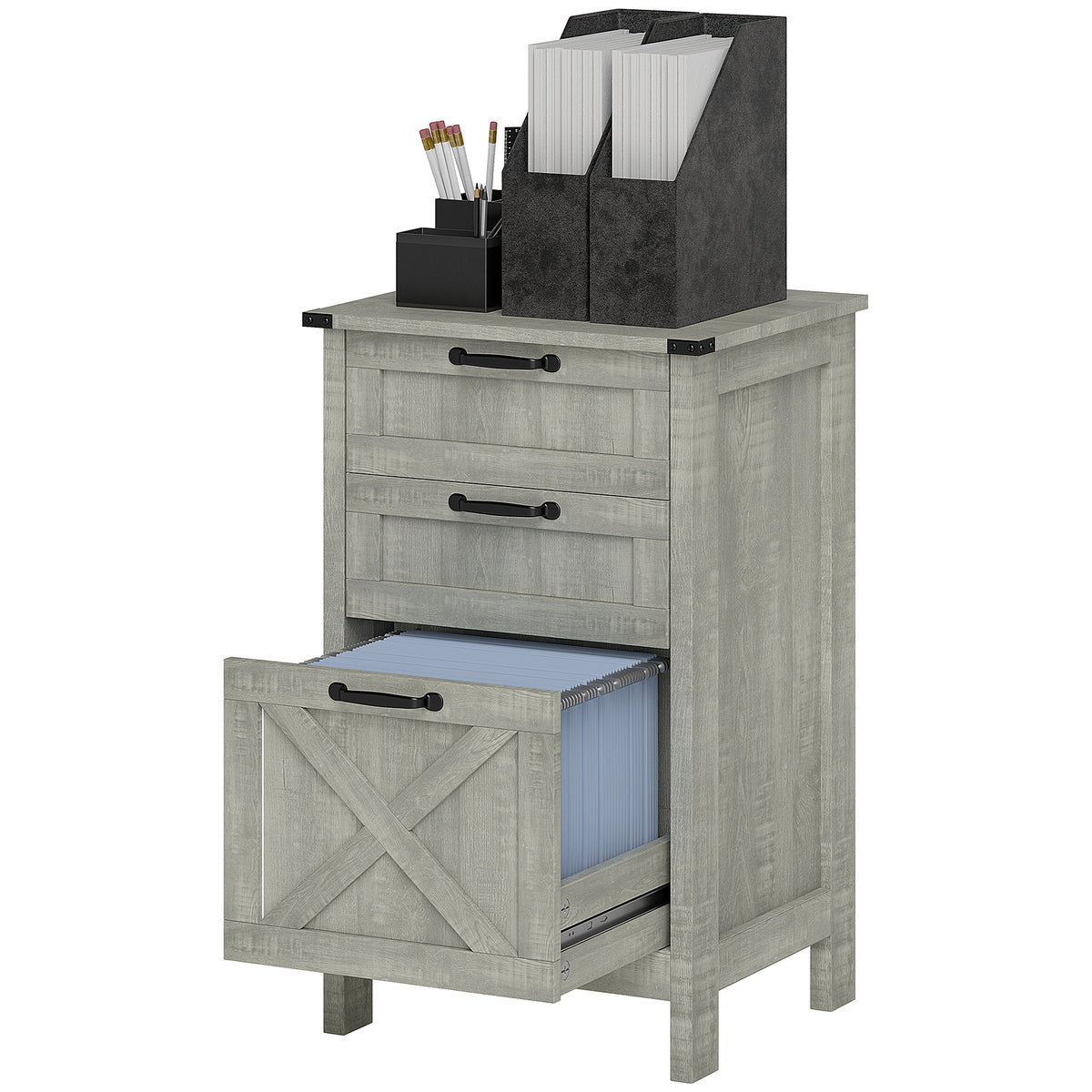 3-Drawer Vertical Filing Cabinet Rustic Farmhouse