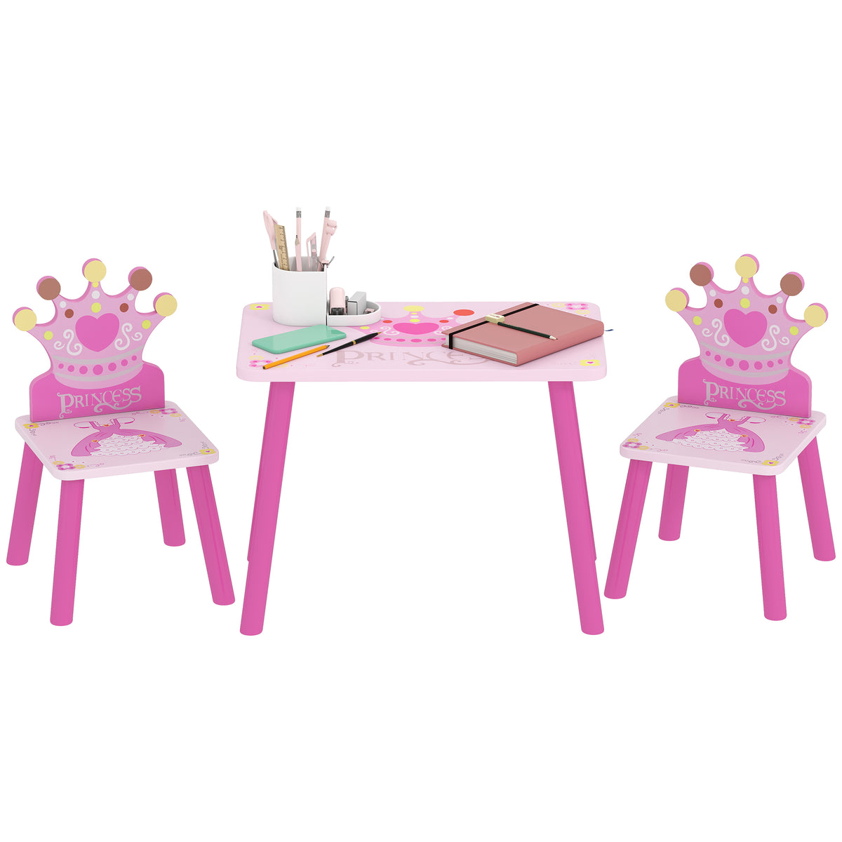 Kids Wooden Table and Chair Set — Set of 4