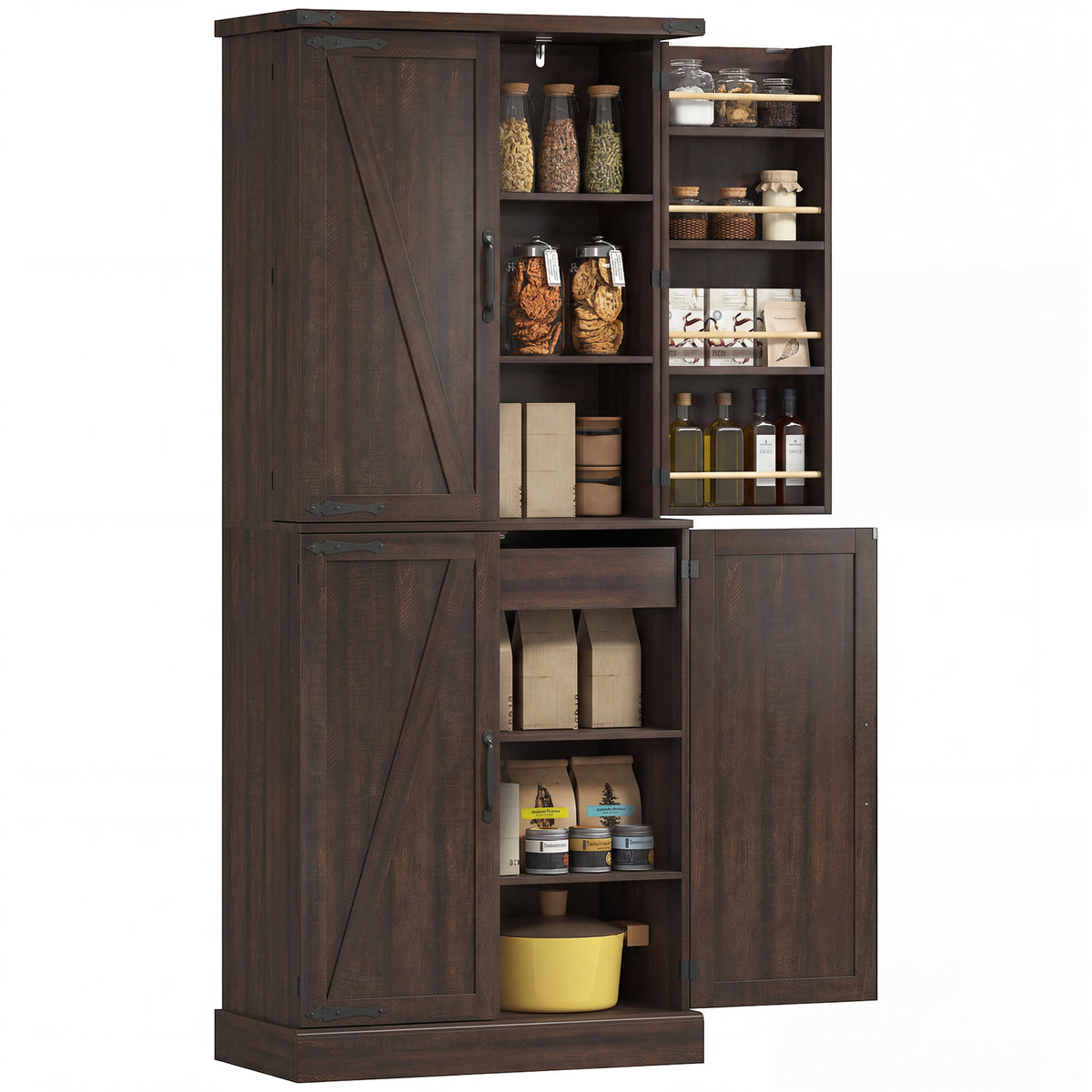 Farmhouse Kitchen Pantry Cabinet 72 in
