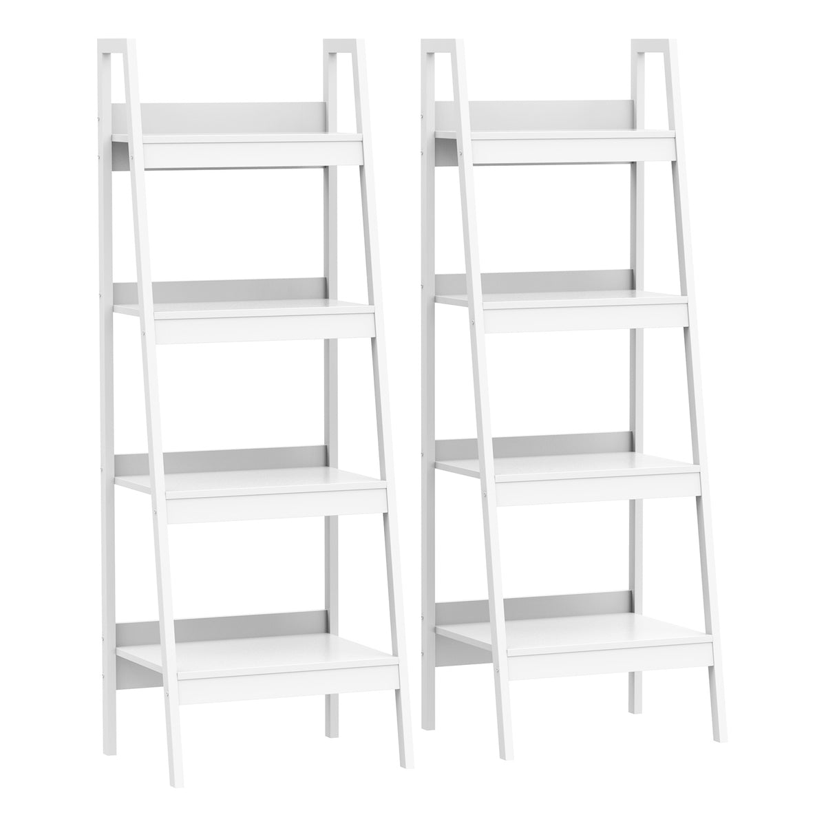4 Tier Ladder Shelf Bookcase — Set of 2