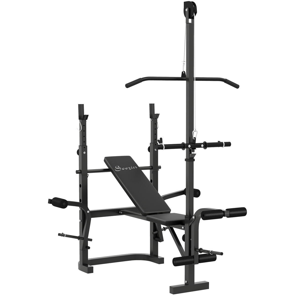 Adjustable all-in-one weight bench with rack