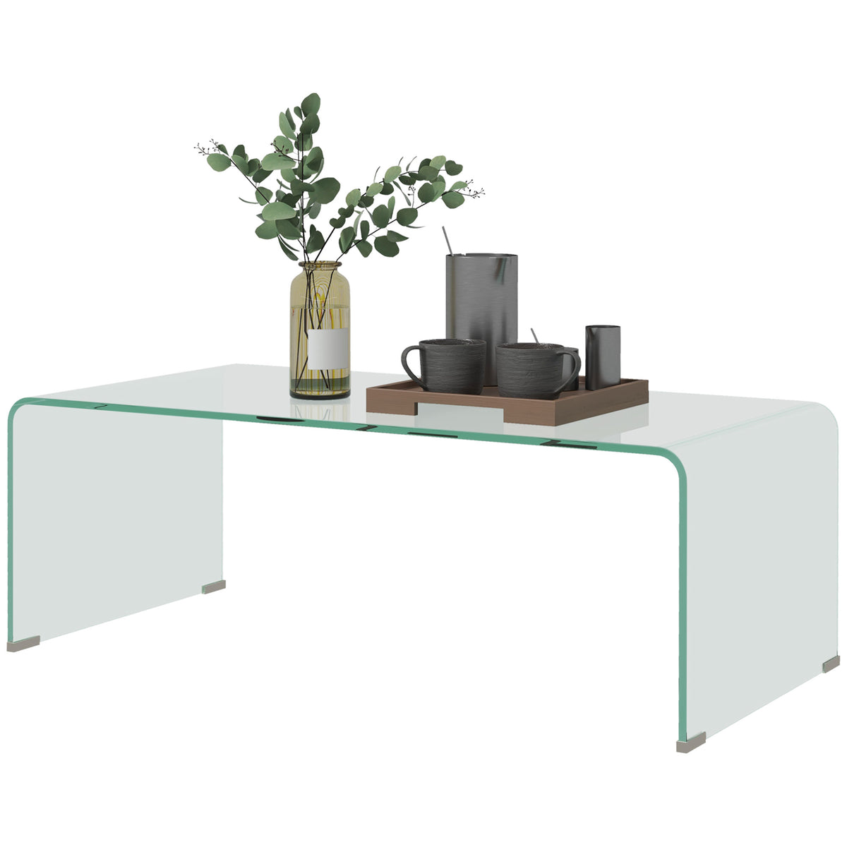 Mesa de centro rectangular de vidrio templado para sala de estar