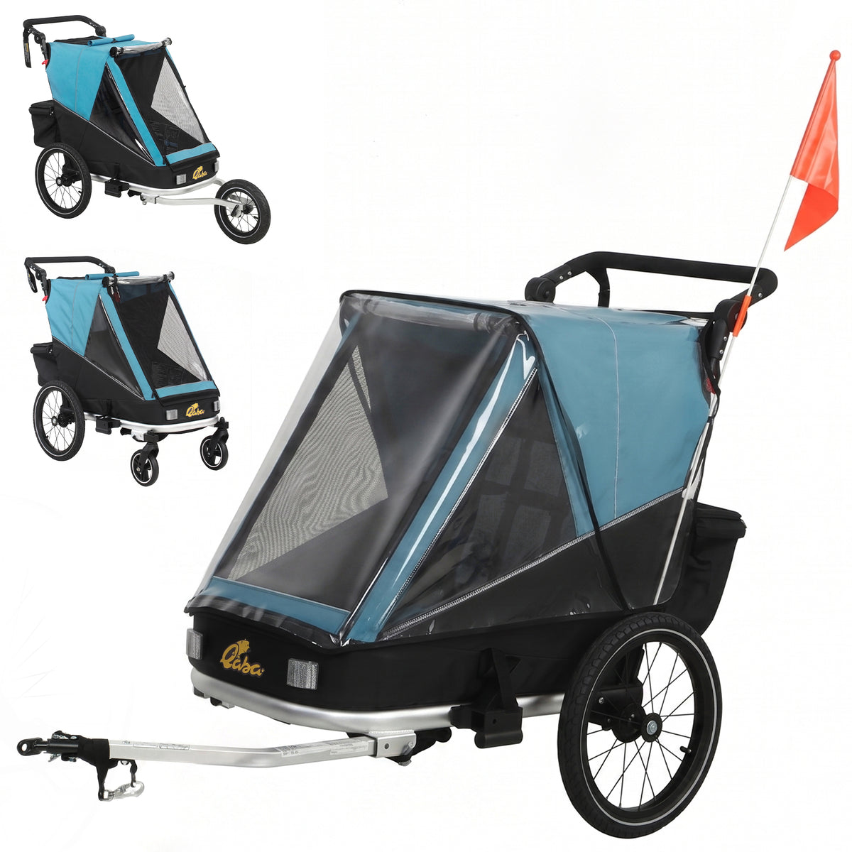 Foldable 3-in-1 Kids Bike Trailer with Reclining Seat