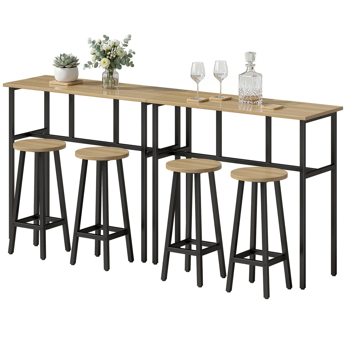 Conjunto de bar de 6 piezas con 2 mesas y 4 taburetes