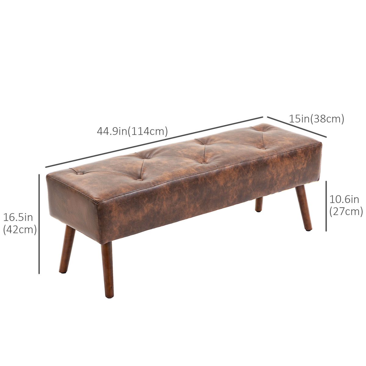Tufted PU leather bedroom bench