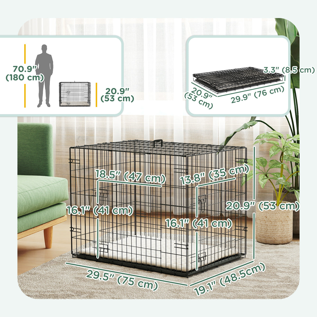 Folding Metal Dog Crate with Cushion