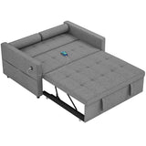 Convertible sofa bed with USB ports and adjustable backrest