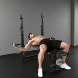 Adjustable all-in-one weight bench with rack