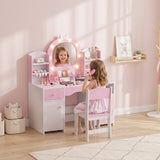 Kids Vanity Set with Lighted Mirror