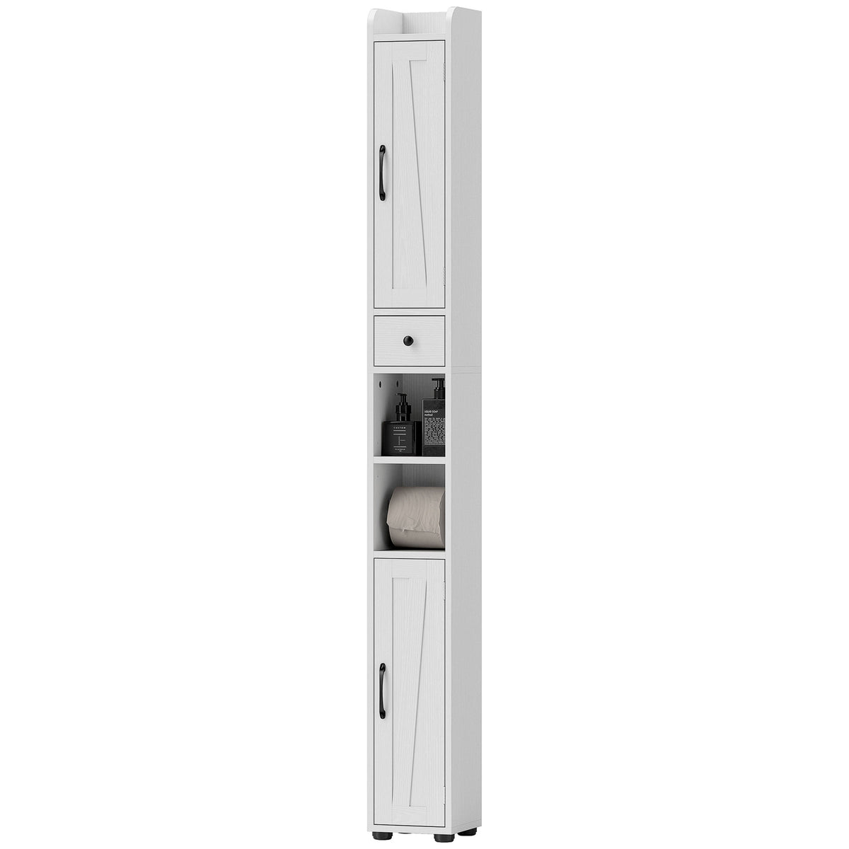 Narrow bathroom storage cabinet farmhouse style