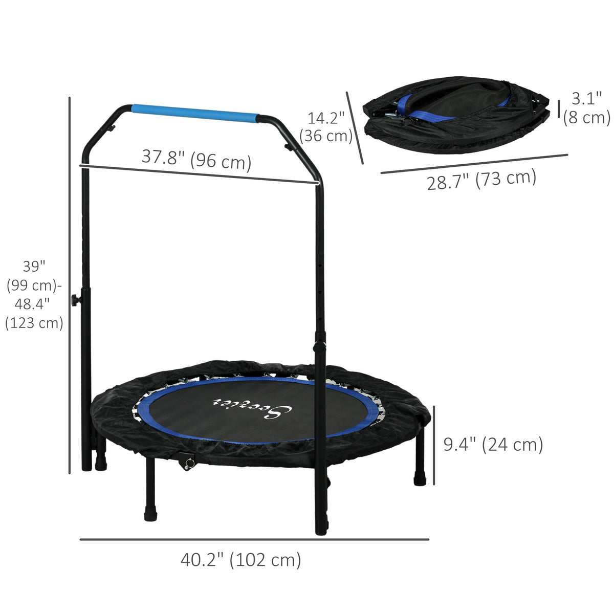 Foldable fitness trampoline with handle