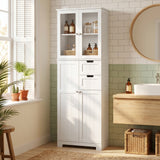 Tall freestanding bathroom storage cabinet adjustable shelves