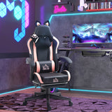 Cat style gaming chair with footrest