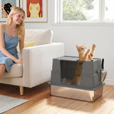 XL Stainless Steel Cat Litter Box with Flip Top