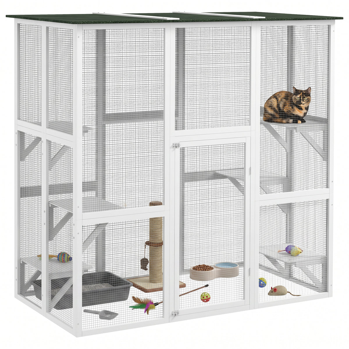 Outdoor Cat Enclosure with 6 Platforms