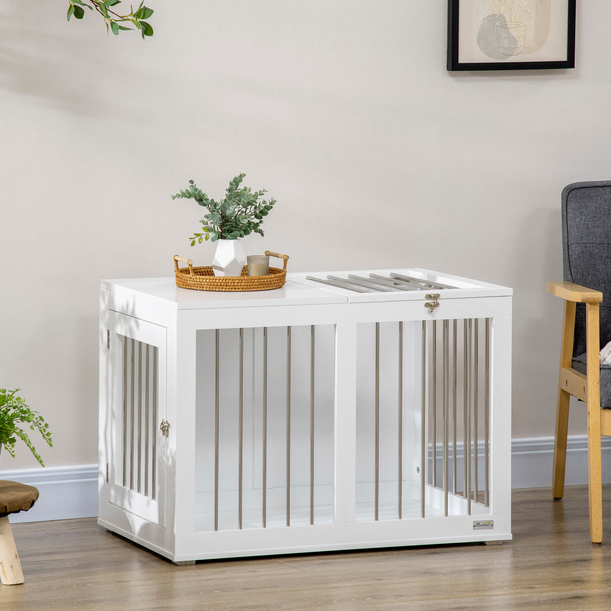 Dog crate furniture medium size double door 31.5 inch