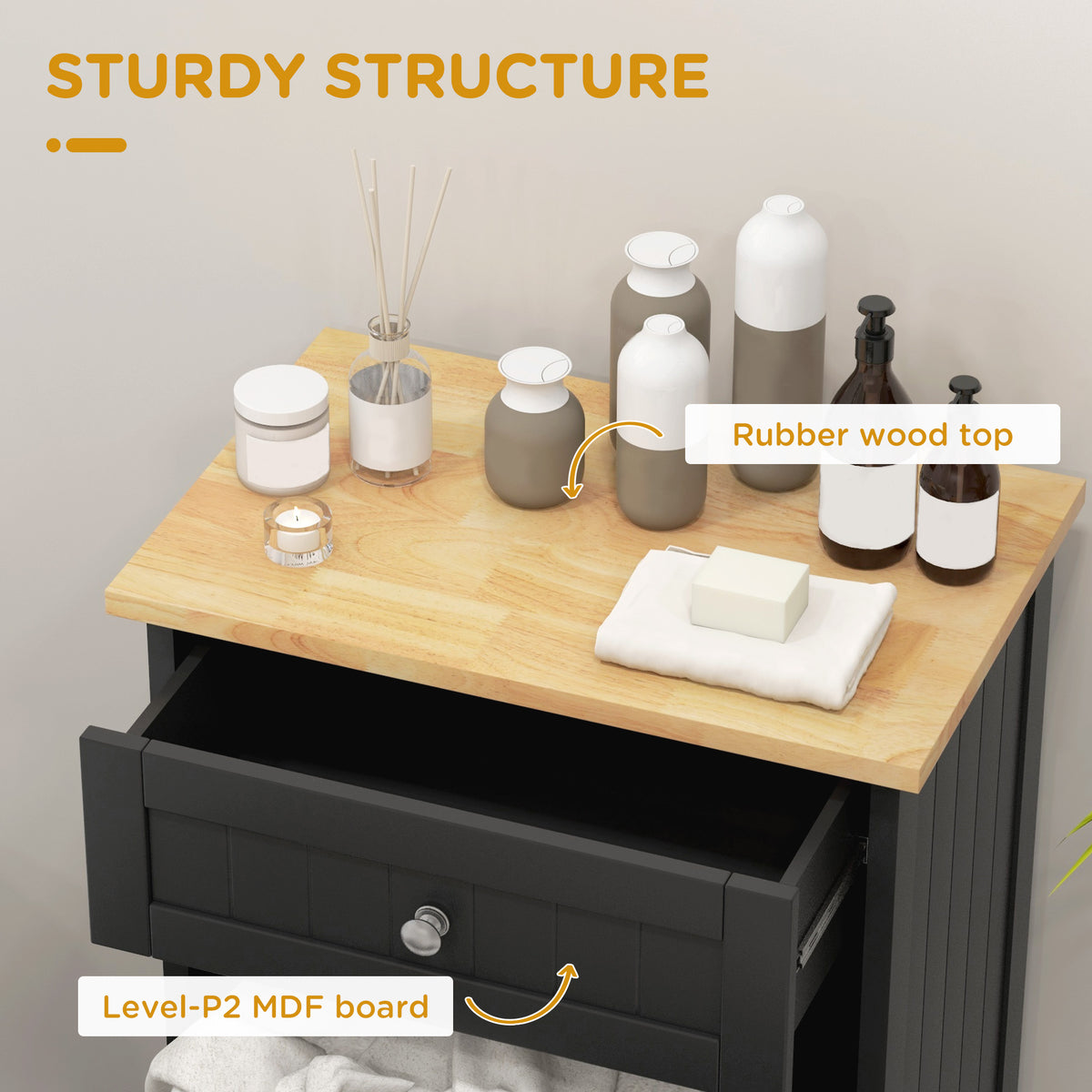 Tilt-Out Trash Cabinet with Drawer