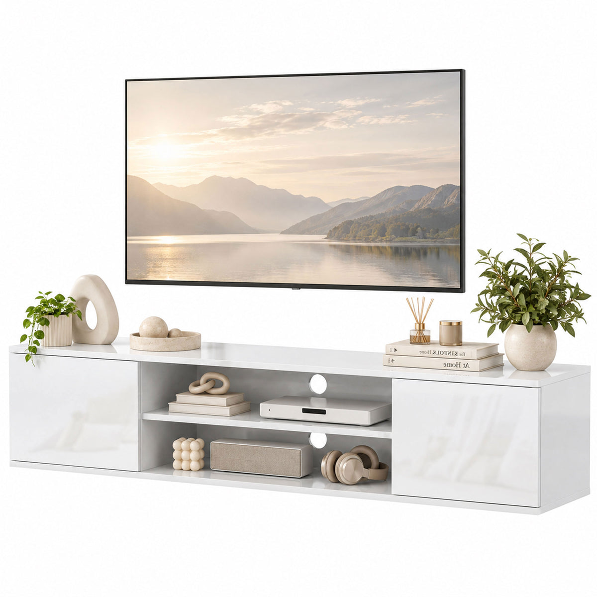 Mueble de TV flotante de pared para televisores de hasta 152 cm