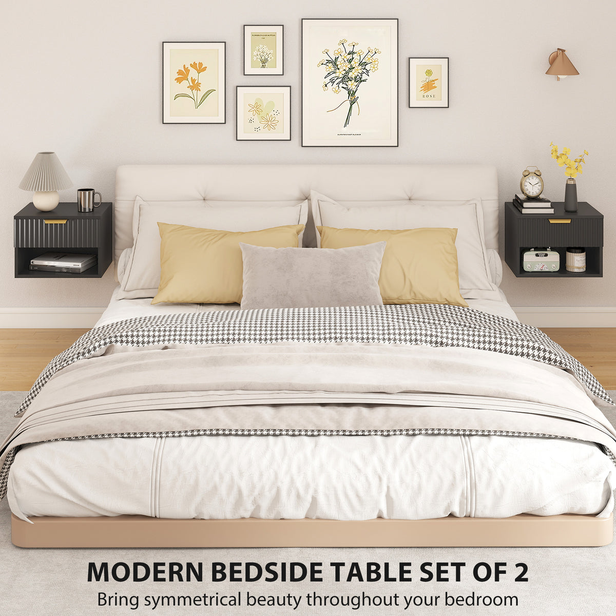 Floating bedside tables wall mounted — Set of 2
