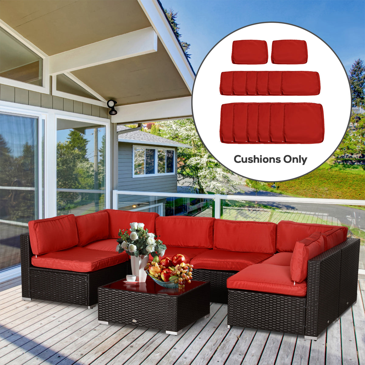 Patio cushion covers set 14 pieces polyester