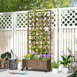 Jardinera elevada con celosía y ruedas
