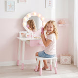 Tocador infantil con luces, espejo y taburete