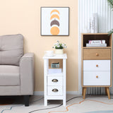 Slim End Table with 2 Drawers and Shelf
