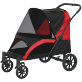 Foldable stroller for large dogs with shock-absorbing wheels