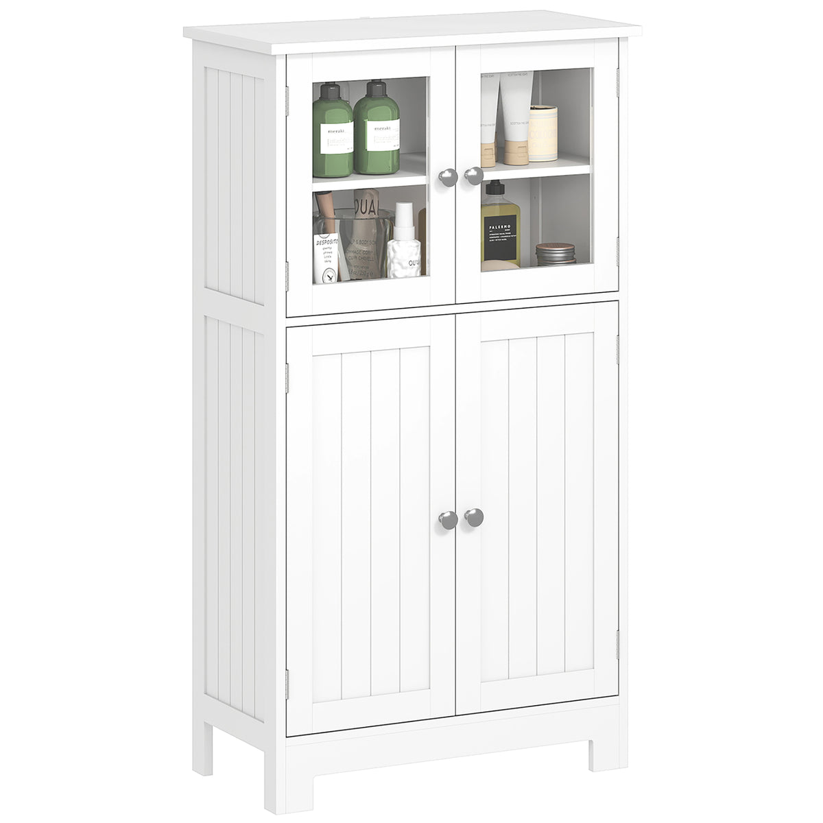 Bathroom Floor Storage Cabinet Tempered Glass