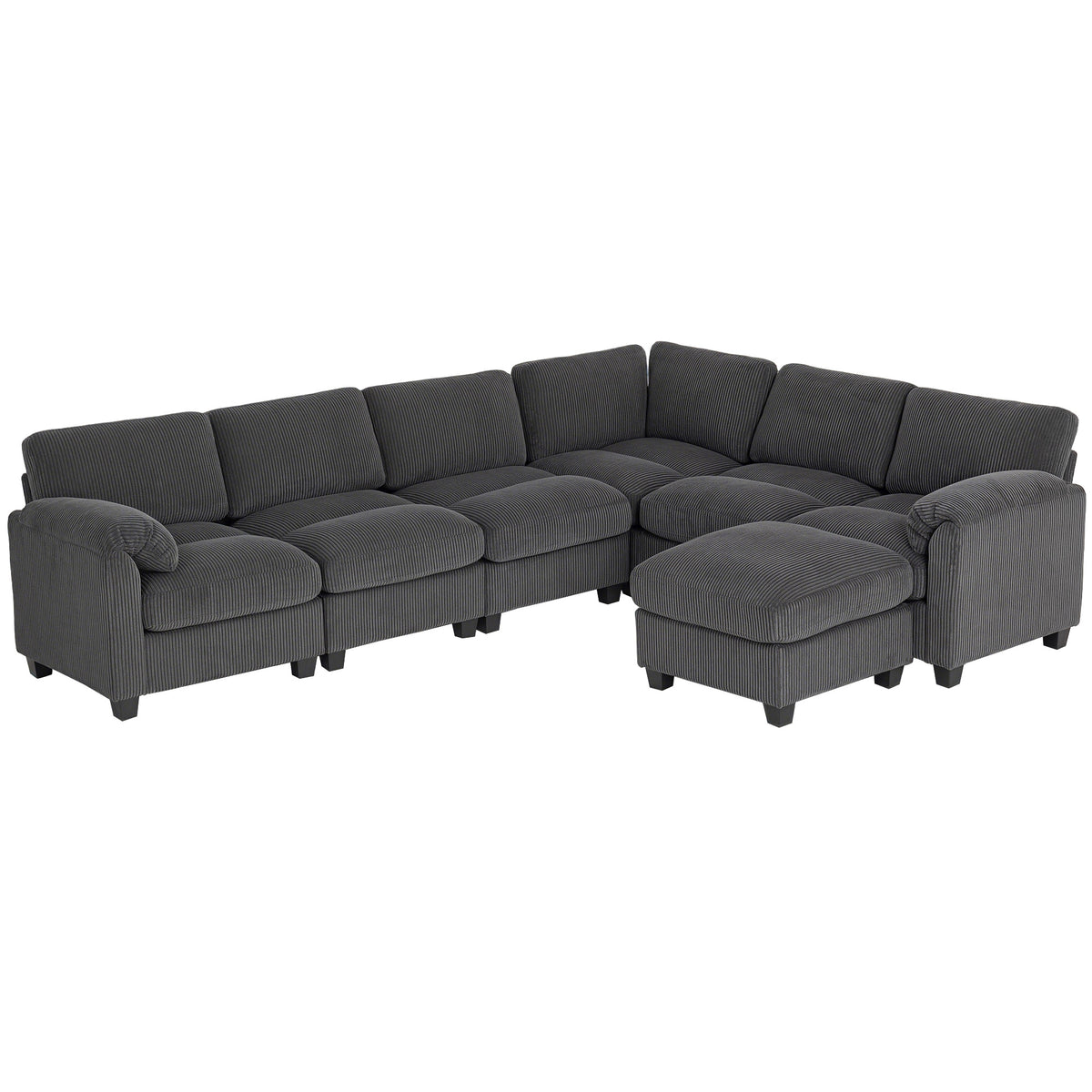 Modular U-Shaped Sectional Sofa in Corduroy